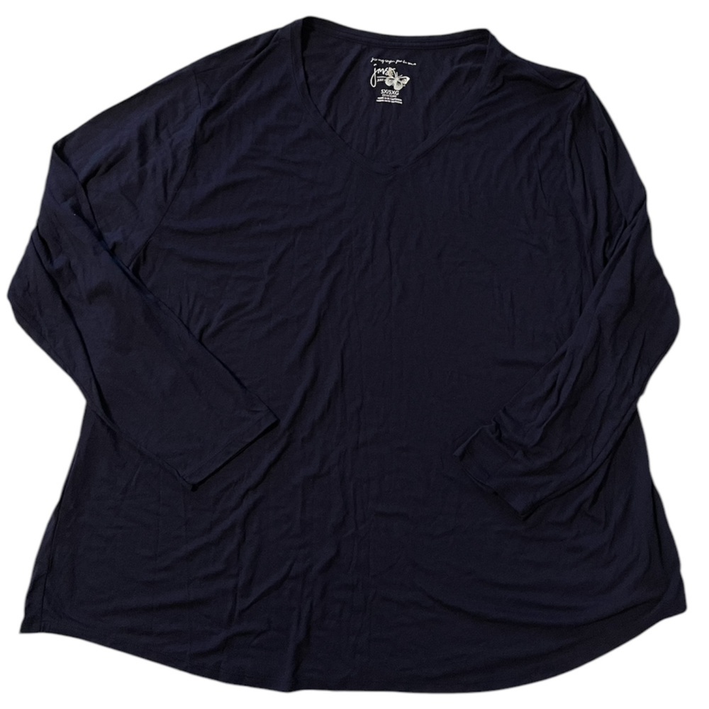 Just My Size Womens 5XL T-shirt Navy Blue V Neckline Summer Lightweight